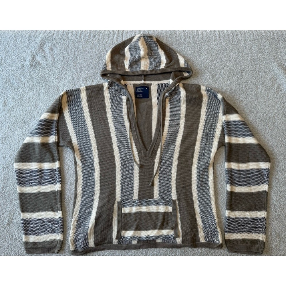 NWT American Eagle Prep Fit Hoodie‎ Size XXL Cotton Pockets Striped